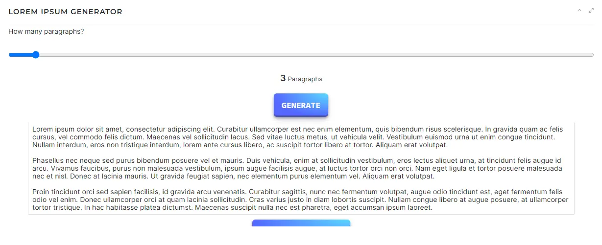 Lorem Ipsum Generator