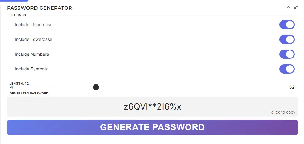 Password Genetotor Tool